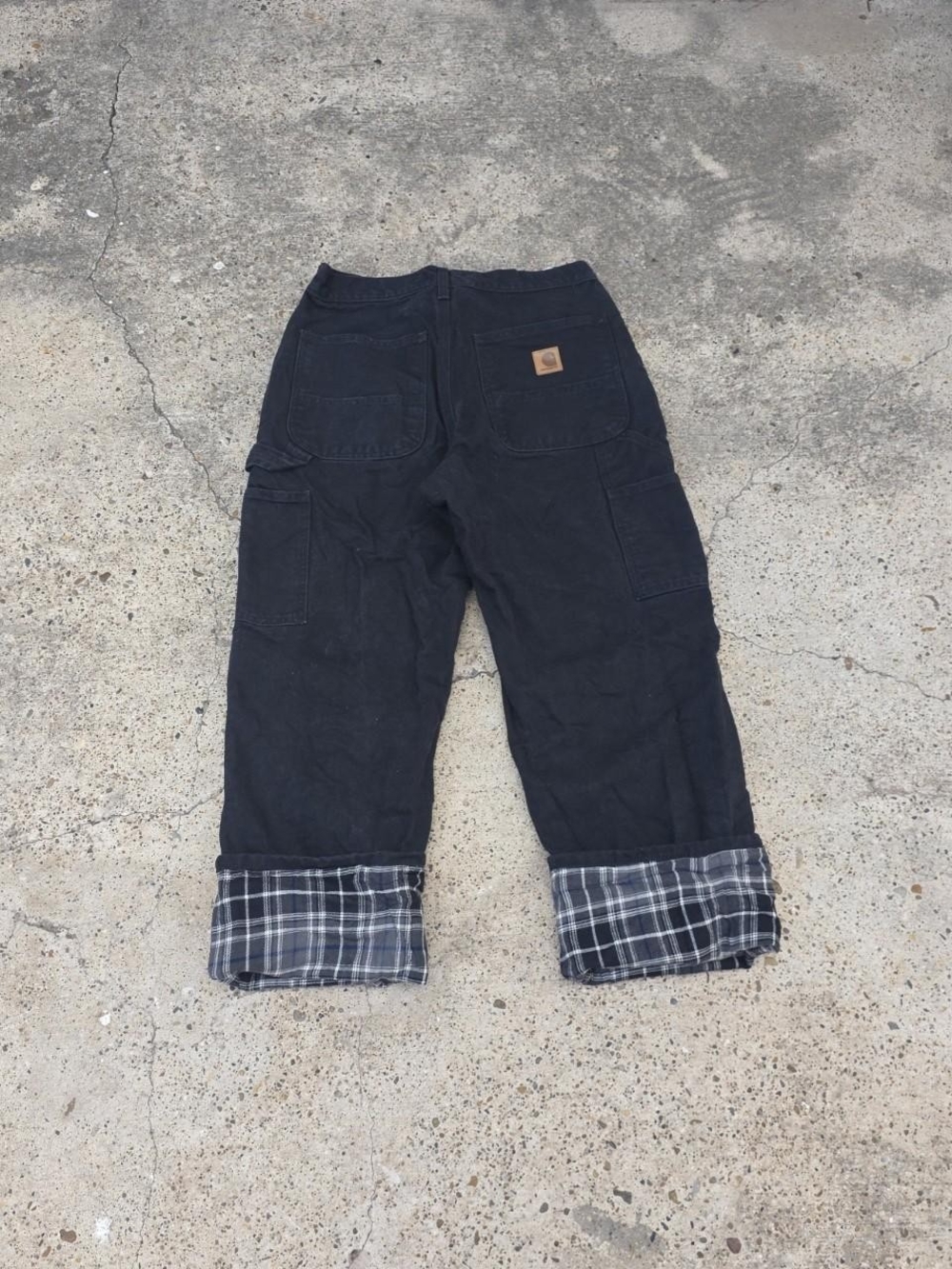 Carhartt B111 BLK Flannel Lined Duck Dungaree Pants Black Jeans Size 31x30Cond